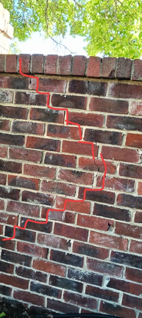 Brick work crack stitching before